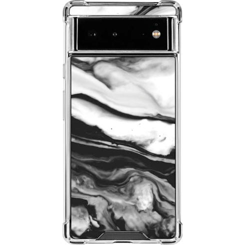 Black and White Marble Ink Google Pixel 6 Clear Case